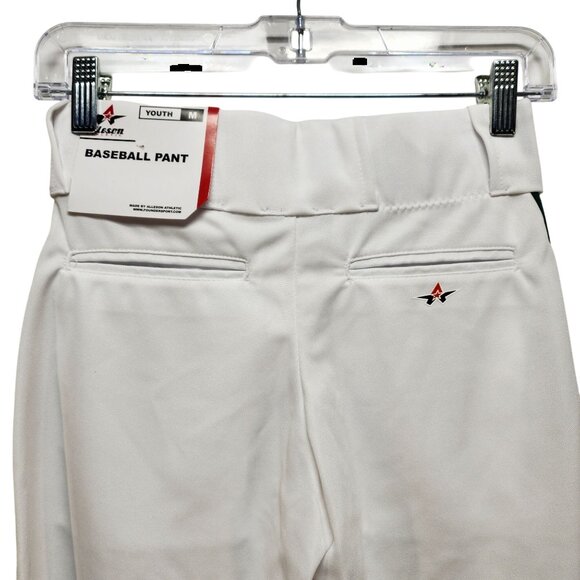 Youth Medium Alleson White Baseball Pants With Black Side Stripe - Picture 3 of 9